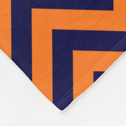 Pumpkin Navy LG Chevron Navy Blue Name Monogram Fleece Deken (Hoek)