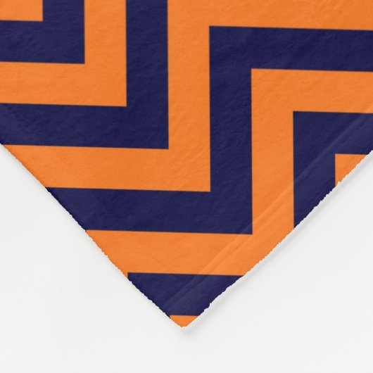 Pumpkin Navy LG Chevron Navy Blue Name Monogram Fleece Deken (Hoek)