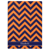 Pumpkin Navy LG Chevron Navy Blue Name Monogram Klembord (Achterkant)