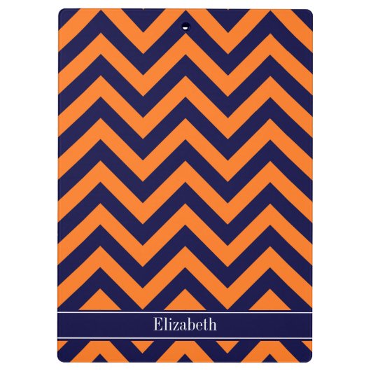 Pumpkin Navy LG Chevron Navy Blue Name Monogram Klembord (Achterkant)