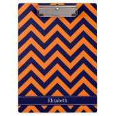 Pumpkin Navy LG Chevron Navy Blue Name Monogram Klembord (Voorkant)