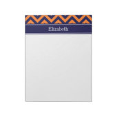 Pumpkin Navy LG Chevron Navy Blue Name Monogram Notitieblok (Linkerzijde)