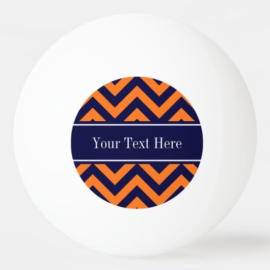 Pumpkin Navy LG Chevron Navy Blue Name Monogram Pingpongbal (Voorkant)