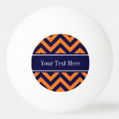 Pumpkin Navy LG Chevron Navy Blue Name Monogram Pingpongbal (Achterkant)