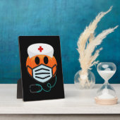 Pumpkin Nurse Funny Scary Halloween Nurse Costume Fotoplaat (Zijkant)