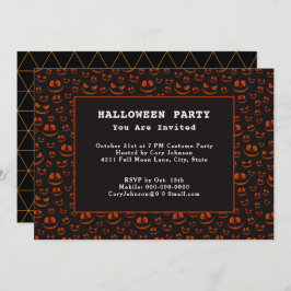 Pumpkin-ogen en -korrels bij de Black Halloween Pa Kaart