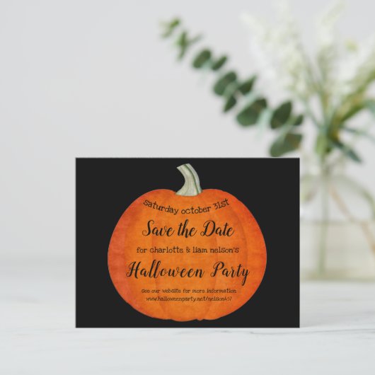 Pumpkin Oil Paint Halloween Party Bewaar de datum Aankondigingskaart (Staand voorkant)