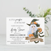 Pumpkin on Way Witch Baby shower Halloween Kaart (Staand voorkant)