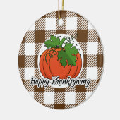 Pumpkin op bruine speldenbank - Happy Thanksgiving Keramisch Ornament (Links)