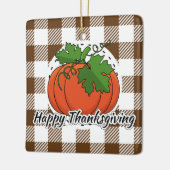 Pumpkin op bruine speldenbank - Happy Thanksgiving Keramisch Ornament (Links)
