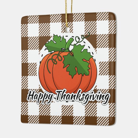 Pumpkin op bruine speldenbank - Happy Thanksgiving Keramisch Ornament (Links)