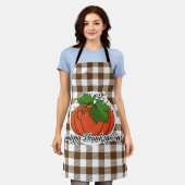 Pumpkin op bruine speldenbank - Happy Thanksgiving Schort (Gedragen)