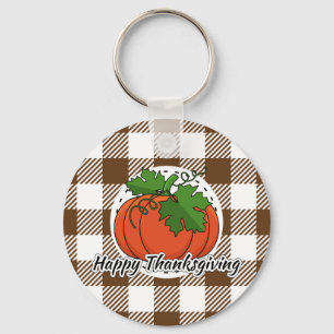 Pumpkin op bruine speldenbank - Happy Thanksgiving Sleutelhanger