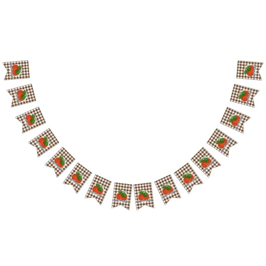 Pumpkin op bruine speldenbank - Happy Thanksgiving Vlaggetjes (Alle)