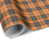 Pumpkin Orange and Black Plaid Cadeaupapier (Rol Hoek)
