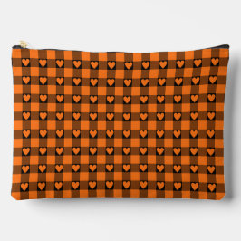 Pumpkin Orange Black Buffalo Heart Plaid Etui