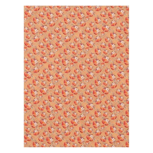 Pumpkin orange fall floral plaid check autumn tafelkleed (Voorkant)