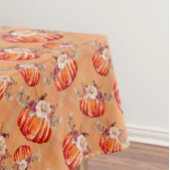 Pumpkin orange fall floral plaid check autumn tafelkleed