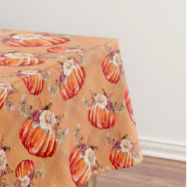 Pumpkin orange fall floral plaid check autumn tafelkleed