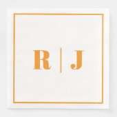 Pumpkin Orange Monogram Fall Autumn Wedding 2025 Servet (Voorkant)