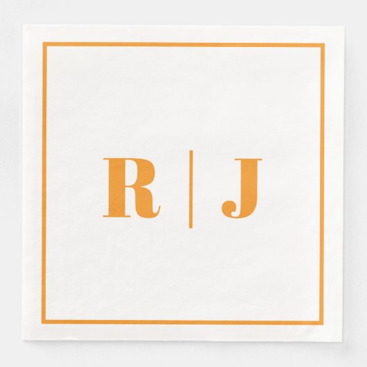 Pumpkin Orange Monogram Fall Autumn Wedding 2025 Servet (Voorkant)