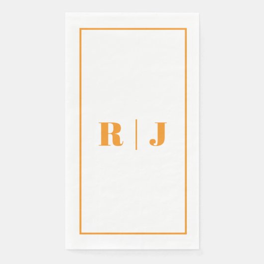 Pumpkin Orange Monogram Simple Fall Autumn Wedding Servet (Voorkant)