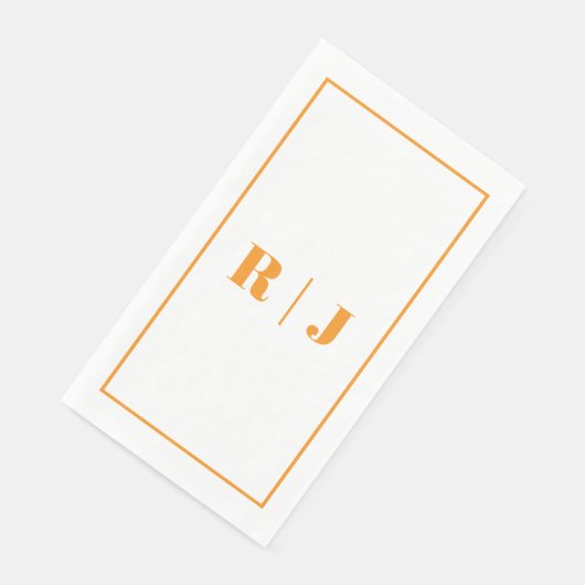 Pumpkin Orange Monogram Simple Fall Autumn Wedding Servet (Hoek)