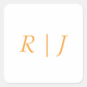 Pumpkin Orange Monograms Fall Autumn Wedding Vierkante Sticker (Voorkant)