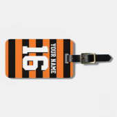 Pumpkin Oranje Black Team Jersey Preppy Stripe Bagagelabel (Voorkant horizontaal)