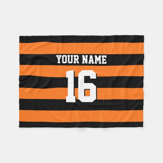 Pumpkin Oranje Black Team Jersey Preppy Stripe Fleece Deken (Voorkant (Horizontaal))