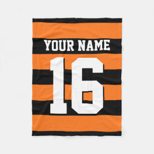 Pumpkin Oranje Black Team Jersey Preppy Stripe Fleece Deken