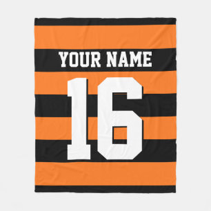 Pumpkin Oranje Black Team Jersey Preppy Stripe Fleece Deken