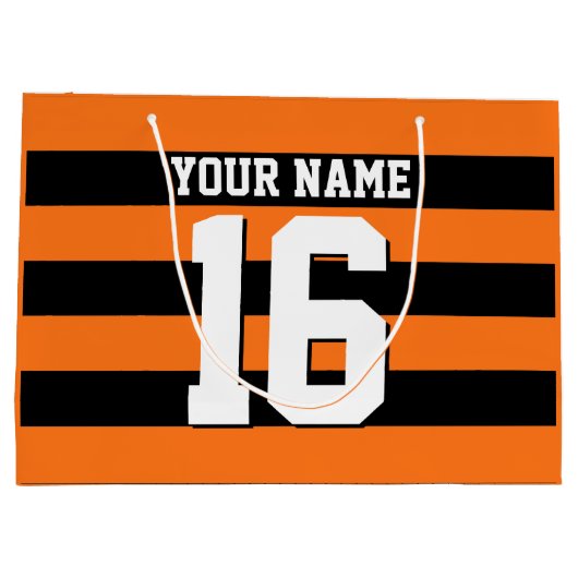 Pumpkin Oranje Black Team Jersey Preppy Stripe Groot Cadeauzakje (Achterkant)