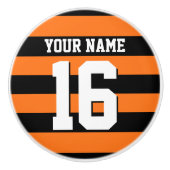 Pumpkin Oranje Black Team Jersey Preppy Stripe Keramische Knop (Voorkant)