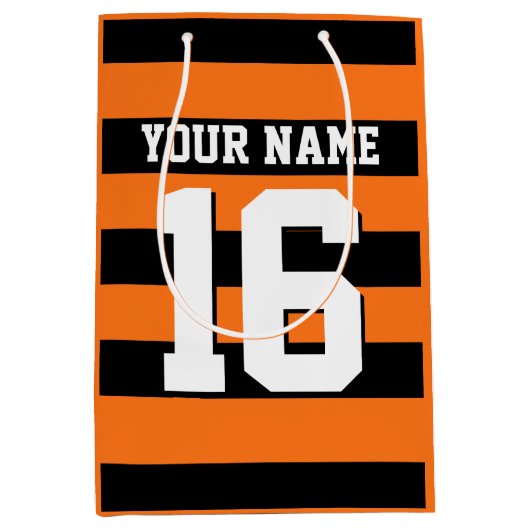 Pumpkin Oranje Black Team Jersey Preppy Stripe Medium Cadeauzakje (Voorkant)