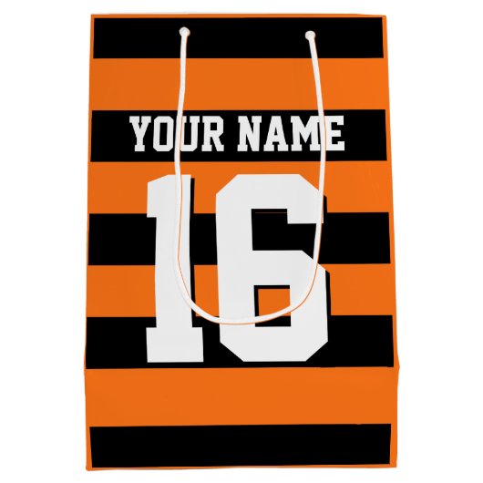 Pumpkin Oranje Black Team Jersey Preppy Stripe Medium Cadeauzakje (Achterkant)