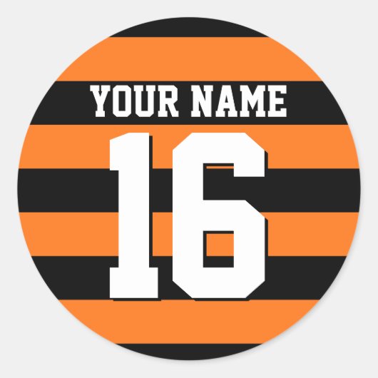 Pumpkin Oranje Black Team Jersey Preppy Stripe Ronde Sticker (Voorkant)