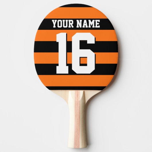 Pumpkin Oranje Black Team Jersey Preppy Stripe Tafeltennisbatje (Voorkant)