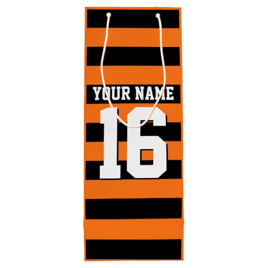 Pumpkin Oranje Black Team Jersey Preppy Stripe Wijn Cadeautas (Achterkant)