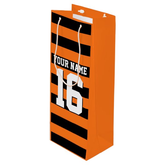 Pumpkin Oranje Black Team Jersey Preppy Stripe Wijn Cadeautas (Voorkant Gekanteld)