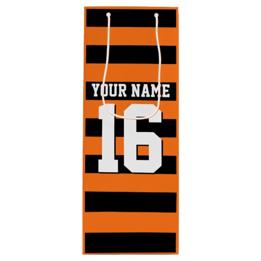 Pumpkin Oranje Black Team Jersey Preppy Stripe Wijn Cadeautas (Voorkant)