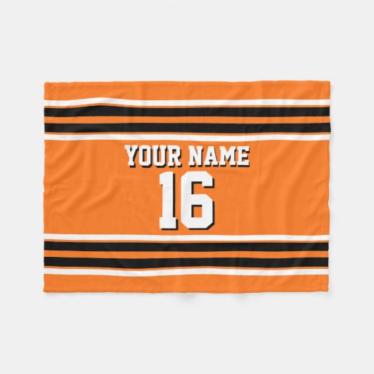 Pumpkin Oranje Blk Team Jersey Fleece Deken (Voorkant (Horizontaal))