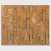 Pumpkin Oranje Brick Wall Pattern Cadeaupapier (Vlak)