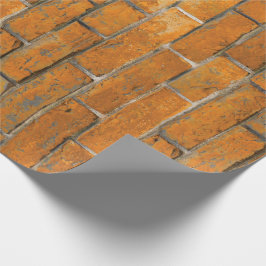 Pumpkin Oranje Brick Wall Pattern Cadeaupapier