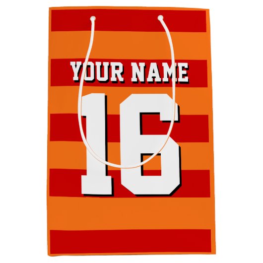 Pumpkin Oranje Rode Team Jersey Preppy Stripe Medium Cadeauzakje (Voorkant)