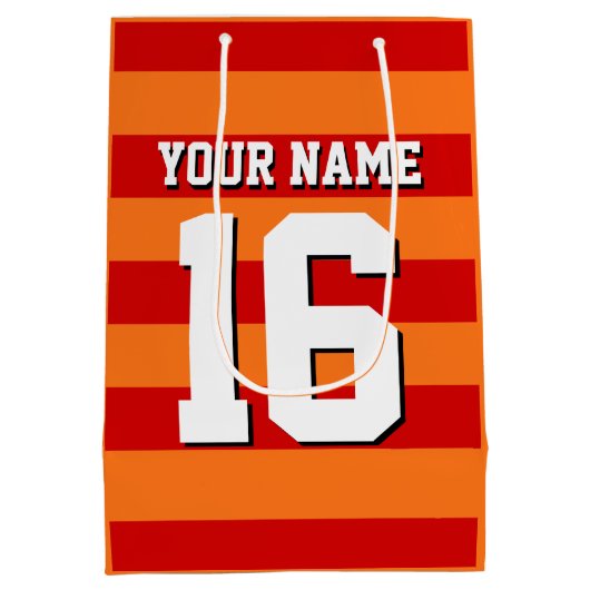 Pumpkin Oranje Rode Team Jersey Preppy Stripe Medium Cadeauzakje (Achterkant)