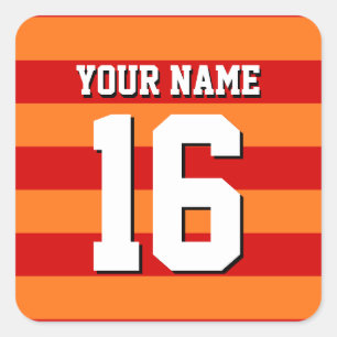 Pumpkin Oranje Rode Team Jersey Preppy Stripe Vierkante Sticker