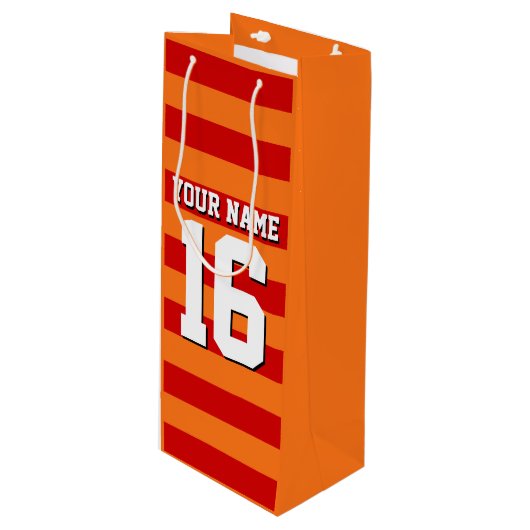 Pumpkin Oranje Rode Team Jersey Preppy Stripe Wijn Cadeautas (Voorkant Gekanteld)