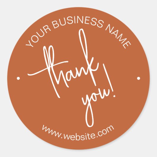 Pumpkin Oranje Scripted Business Bedankt Ronde Sticker (Voorkant)