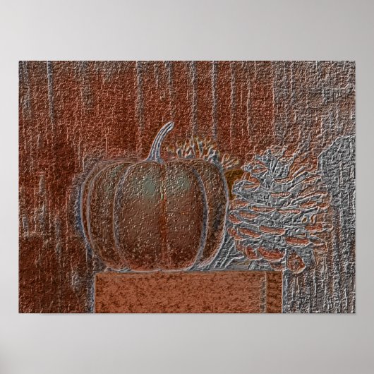 Pumpkin Oranje Silver Metallic Elegant Autumn Poster (Voorkant)
